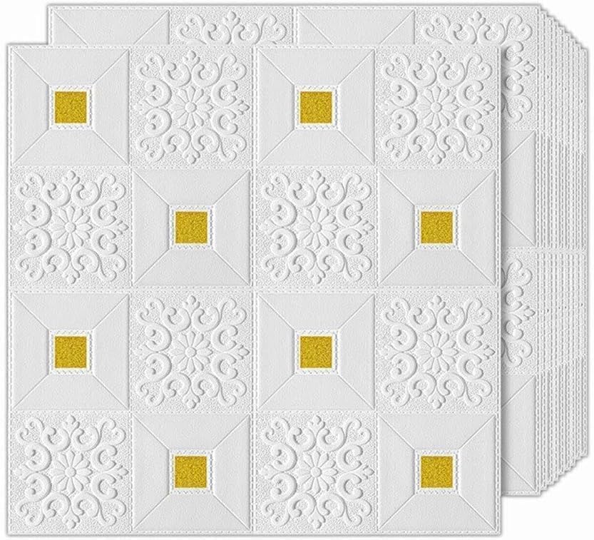 golden tikdi brick Seedware 3D Brick Wallpaper Waterproof Peel and Stick with Self-Adhesive Wall Panels Use for Bedroom, Kitchen, Bathroom, Fireplace, and Home Decor (2, Golden Tikdi Brick Wallpaper)