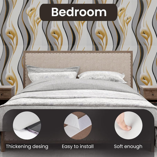 3D Brick Wallpaper PE Foam self Adhesive Brick Design Wall Stickers/DIY Wallpaper for Home Hotel Living Room Bedroom Cafe Deco (70 x 77 cm, White) (Wavy Grey)