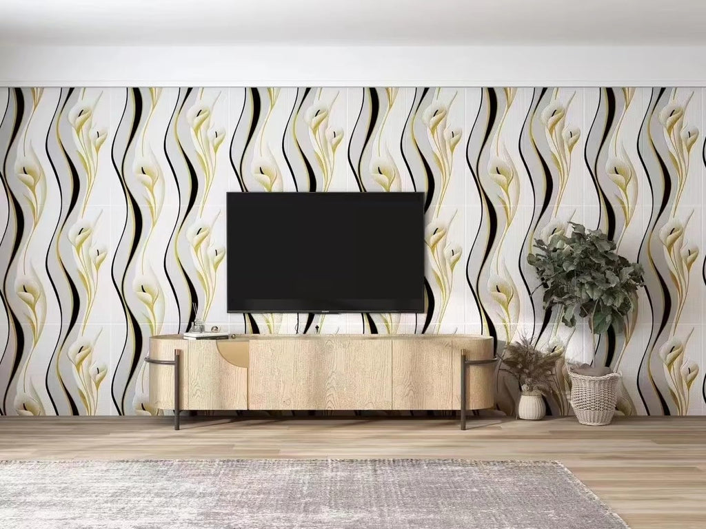 3D Brick Wallpaper PE Foam self Adhesive Brick Design Wall Stickers/DIY Wallpaper for Home Hotel Living Room Bedroom Cafe Deco (70 x 77 cm, White) (Wavy Grey)