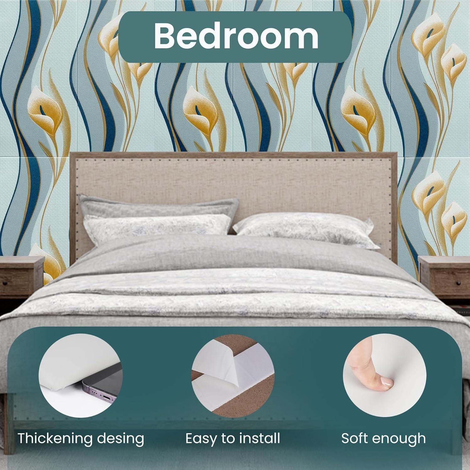 3D Brick Wallpaper PE Foam self Adhesive Brick Design Wall Stickers/DIY Wallpaper for Home Hotel Living Room Bedroom Cafe Deco (70 x 77 cm, White) (Wavy Blue)