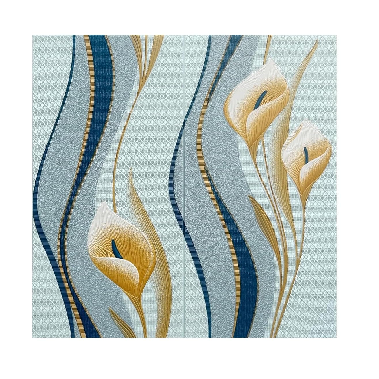 3D Brick Wallpaper PE Foam self Adhesive Brick Design Wall Stickers/DIY Wallpaper for Home Hotel Living Room Bedroom Cafe Deco (70 x 77 cm, White) (Wavy Blue)