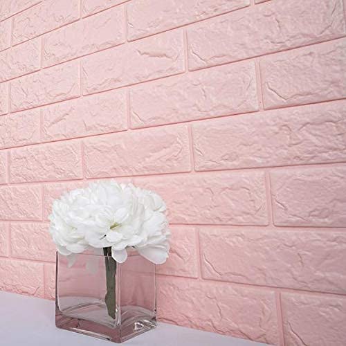 pink brick SAYFINE 3D Wooden Brick Wallpaper for Wall - PE Foam Self-Adhesive Wall Stickers, Gold Design (70 x 70 cm) Pink(Pack of 1)