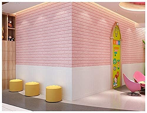 pink brick SAYFINE 3D Wooden Brick Wallpaper for Wall - PE Foam Self-Adhesive Wall Stickers, Gold Design (70 x 70 cm) Pink(Pack of 1)